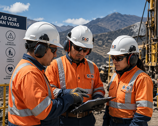 Equipo de trabajo en operación de campo